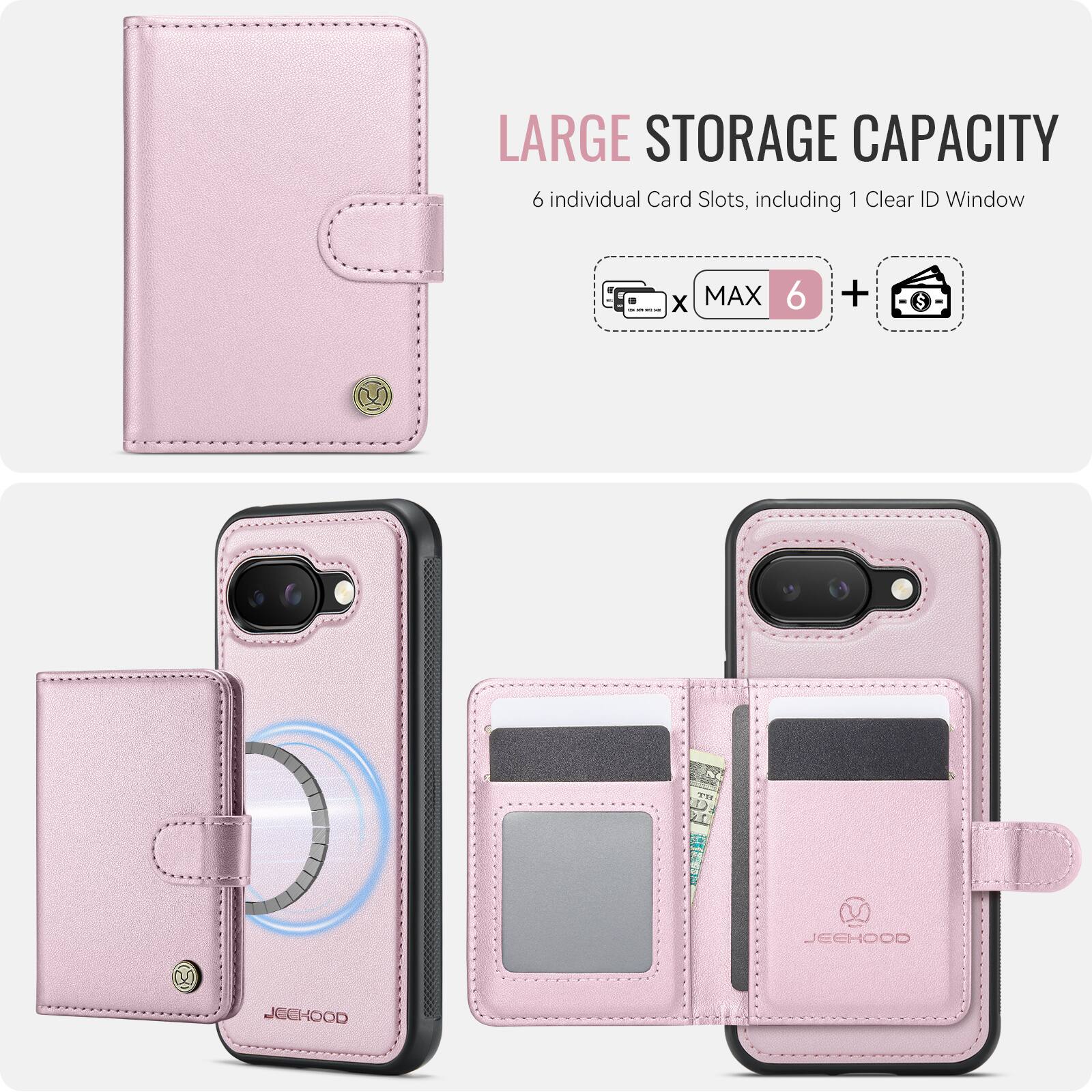 LARGE STORAGE CAPACITY  
6 individual Card Slots, including 1 Clear ID Window  
MAX 6 +  
JEEHOOD