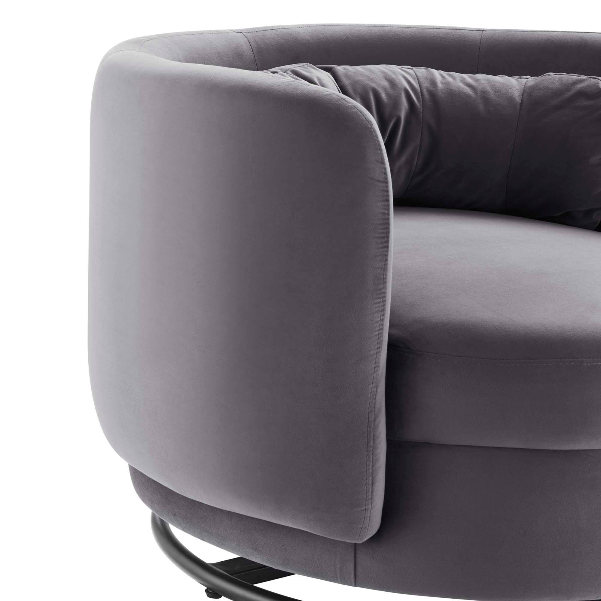 Alt View 3. Modway - Relish Performance Velvet Swivel Chair by Modway - Black Gray.