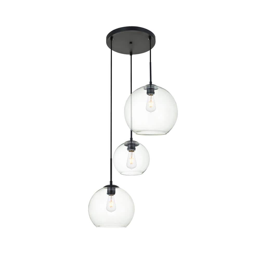 Living District - Baxter 3 Lights Black Pendant With Clear Glass - Black And Clear price history on PriceWatchPro