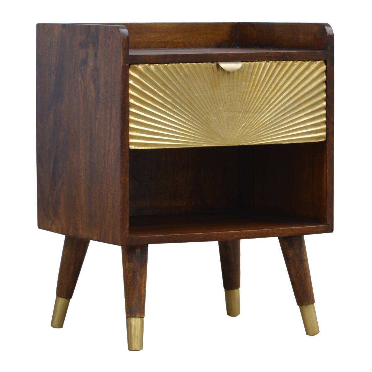 Angle. Artisan Furniture - Artisan Furniture Solid Wood Manila Gold One Drawer Nightstand - Chestnut.