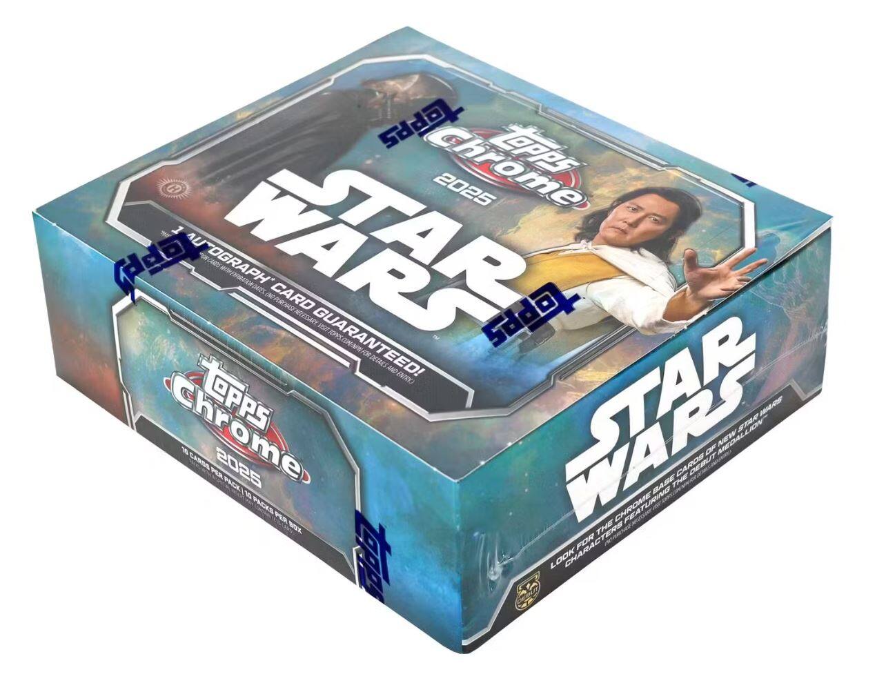 Sure, here is the corrected and grouped text from the image:

---

**Topps Chrome 2025**

**Star Wars**

**1 Autograph Card Guaranteed!**

**Look for Characters from the New Star Wars Movies**

**10 Cards per Pack | 10 Packs per Box**

**Base Cards featuring the New Star Wars Movies**

**Autograph Card Guaranteed!**

**10 Cards per Pack | 10 Packs per Box**

**Look for Characters from the New Star Wars Movies**

**Base Cards featuring the New Star Wars Movies**

**1 Autograph Card Guaranteed!**

**10 Cards per Pack | 10 Packs per Box**

**Look for Characters from the New Star Wars Movies**

**Base Cards featuring the New Star Wars Movies**

**1 Autograph Card Guaranteed!**

**10 Cards per Pack | 10 Packs per Box**

**Look for Characters from the New Star Wars Movies**

**Base Cards featuring the New Star Wars Movies**

**1 Autograph Card Guaranteed!**

**10 Cards per Pack | 10 Packs per Box**

**Look for Characters from the New Star Wars Movies**

**Base Cards featuring the New Star Wars Movies**

**1 Autograph Card Guaranteed!**

**10 Cards per Pack