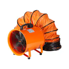 VEVOR - Portable Ventilator, 8 inch Heavy Duty Cylinder Fan with 16.4ft Duct Hose, 195W Strong Shop Exhaust Blower 1070CFM - Orange