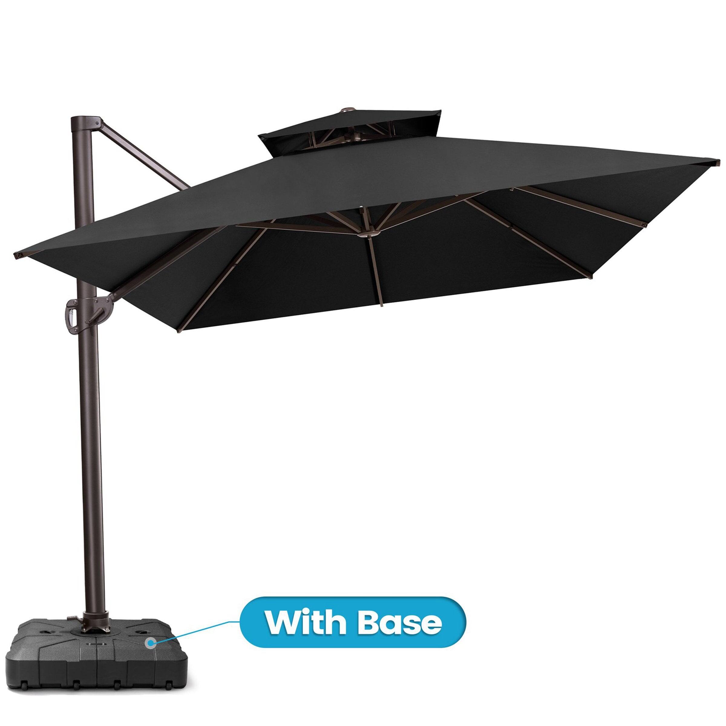 Crestlive Products - 10x13ft Aluminum Crank Cantilever Patio Umbrella with Lights with Base - Black price history on PriceWatchPro