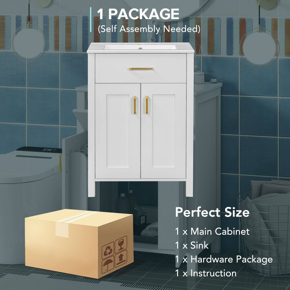 1 PACKAGE (Self Assembly Needed)

Perfect Size
1 x Main Cabinet
1 x Sink
1 x Hardware Package
1 x Instruction