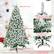 Enhanced Tree Top: 1346 tips for a natural and plush appearance. Durable PVC leaves. Hinged design. Snow flocked leaves for great decoration. Foldable base. Cross-shaped metal stand for good supporting.