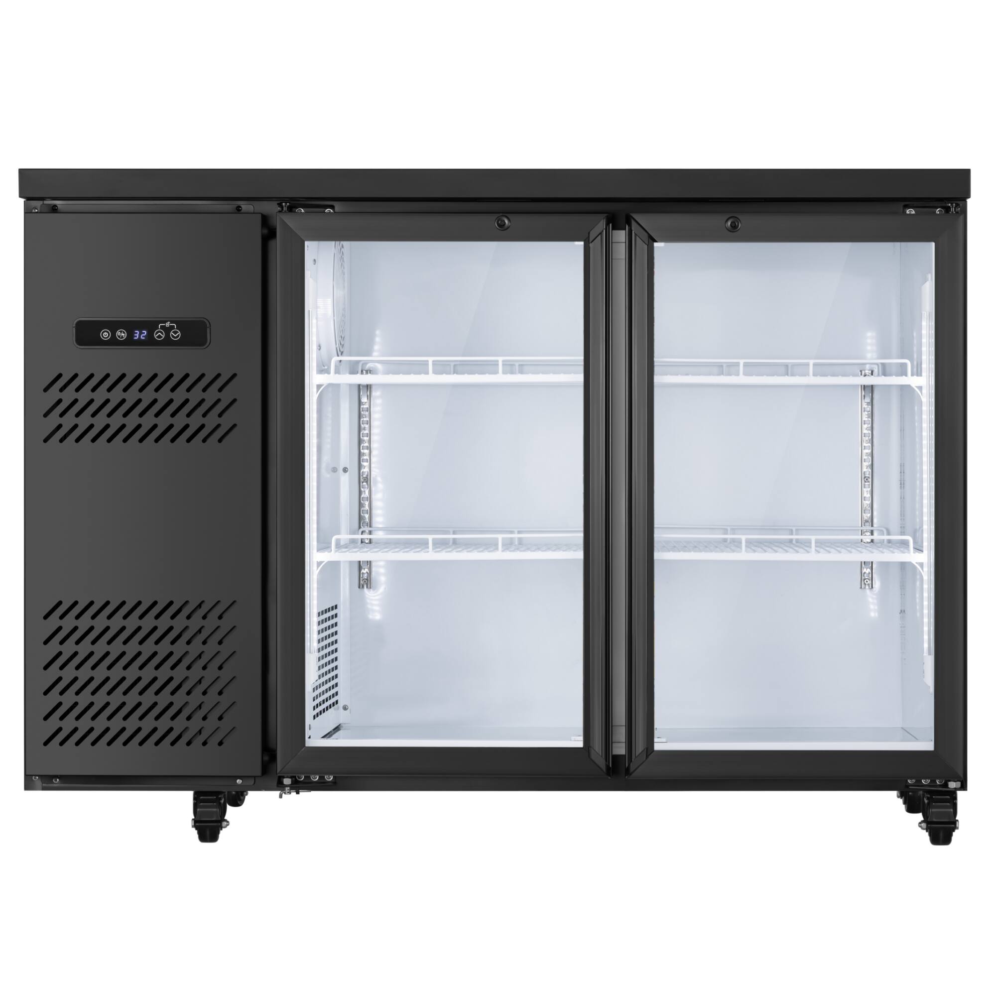 Alt View 1. Yeego - Commercial Back Bar Cooler, 12 Cu.Ft Beverage Fridge with Glass Door,  Adjustable Shelves, Frost-free，LED Display - Black.
