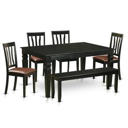 East West Furniture - 6 PC Kitchen nook Dining set - Kitchen Table and 4 Dining Chairs and Bench - Black