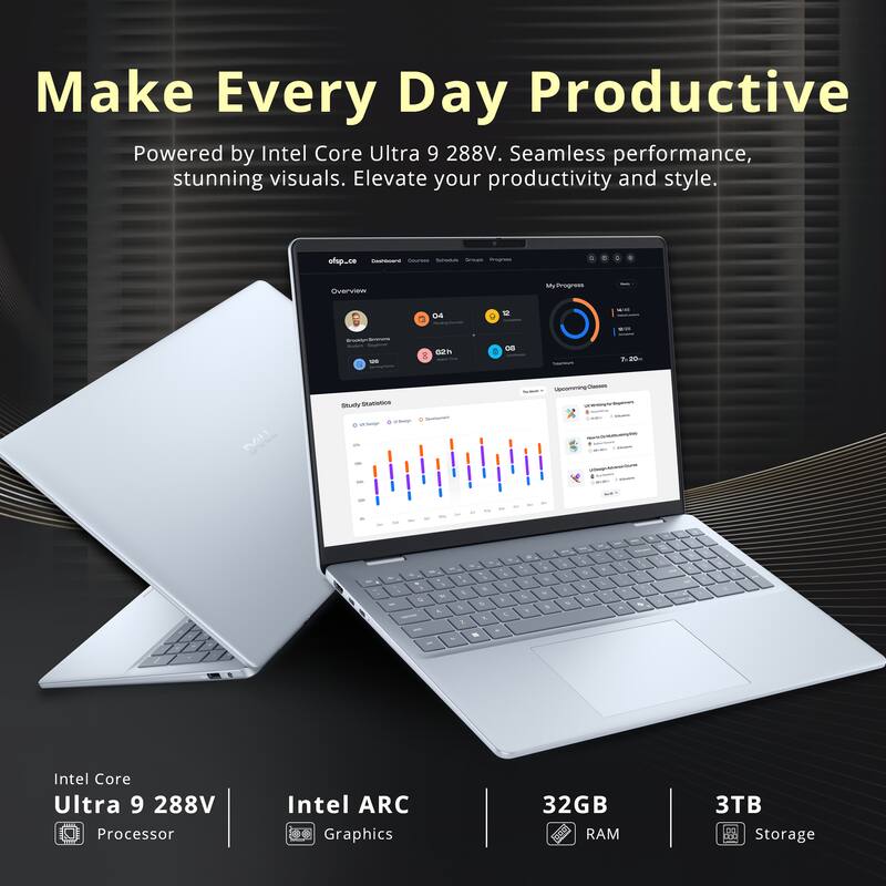 Make Every Day Productive  
Powered by Intel Core Ultra 9 288V. Seamless performance, stunning visuals. Elevate your productivity and style.

Intel Core Ultra 9 288V Processor  
Intel ARC Graphics  
32GB RAM  
3TB Storage