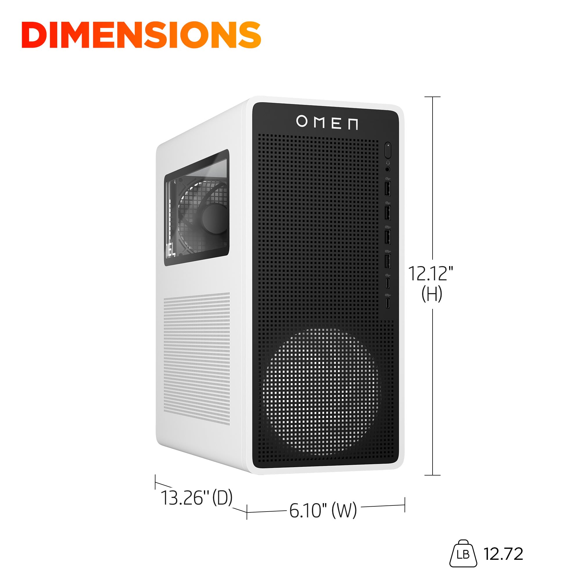 DIMENSIONS  
12.12" (H)  
13.26" (D)  
6.10" (W)  
LB 12.72