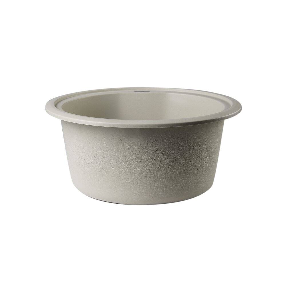 Alt View 3. Alfi - ALFI brand Biscuit 17 Drop-In Round Granite Composite Kitchen Prep Sink - Beige.