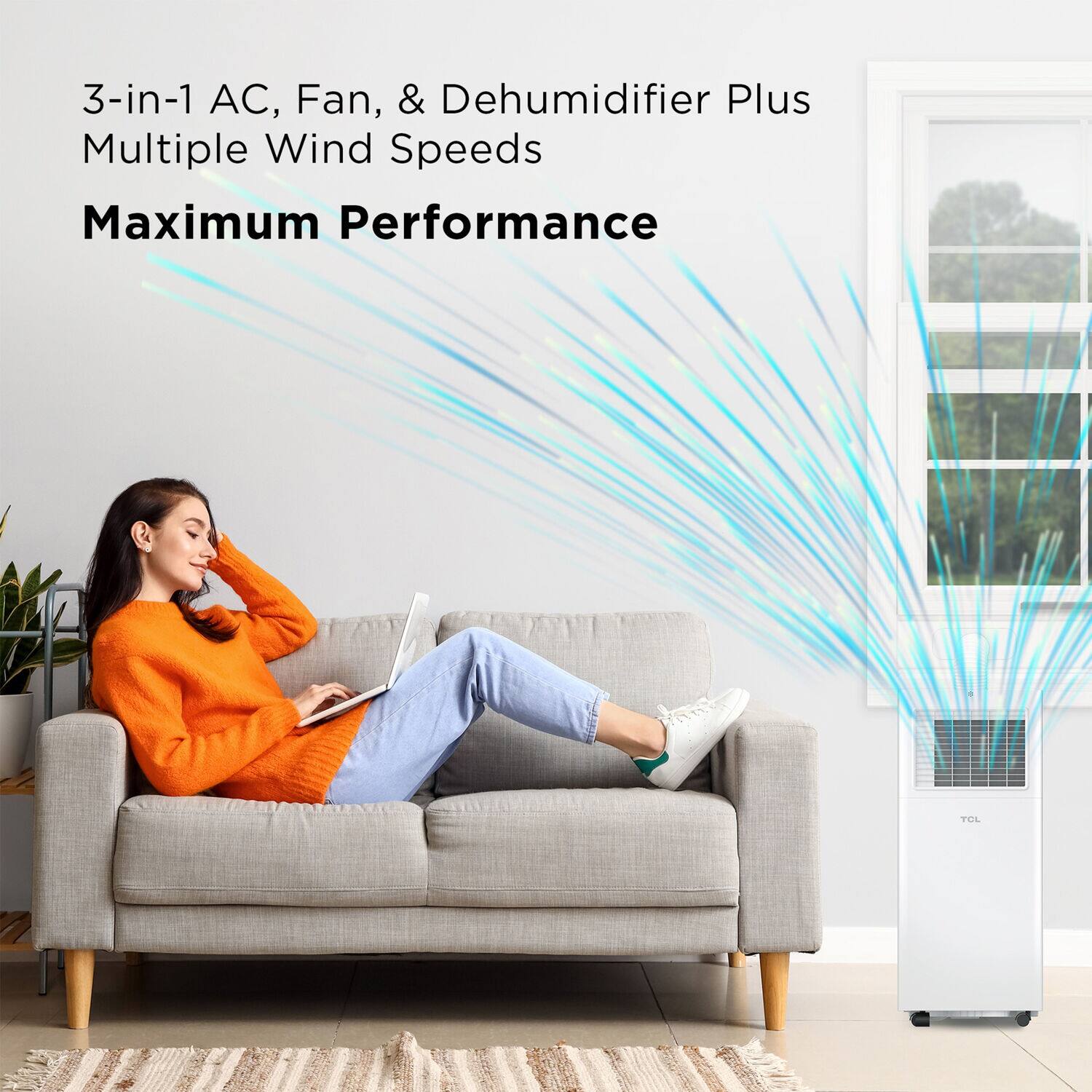3-in-1 AC, Fan, & Dehumidifier Plus Multiple Wind Speeds Maximum Performance