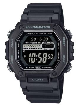 Casio - Illuminator Digital Quartz MWD-110HB-1BV Mens Watch Alarm Chrono Timer Stopwatch Dual Time Resin Strap Blue Dial - Black