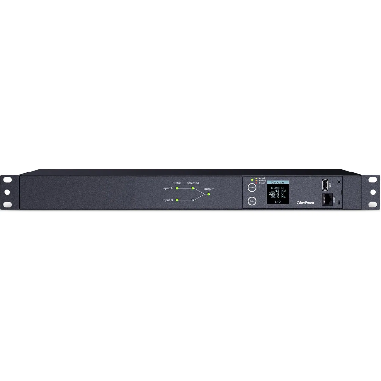 Status Selected Input A 0 Output Input B ... 0

SOME Words Critical Device Selected 6.50 : 1.43 KU 220.0 U 50.0 - 1/2

CyberPower
usn
Serial