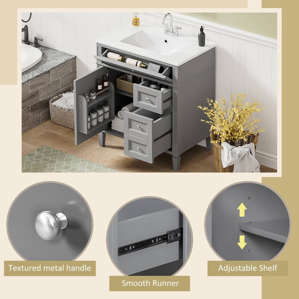 Textured metal handle  
Smooth Runner  
Adjustable Shelf