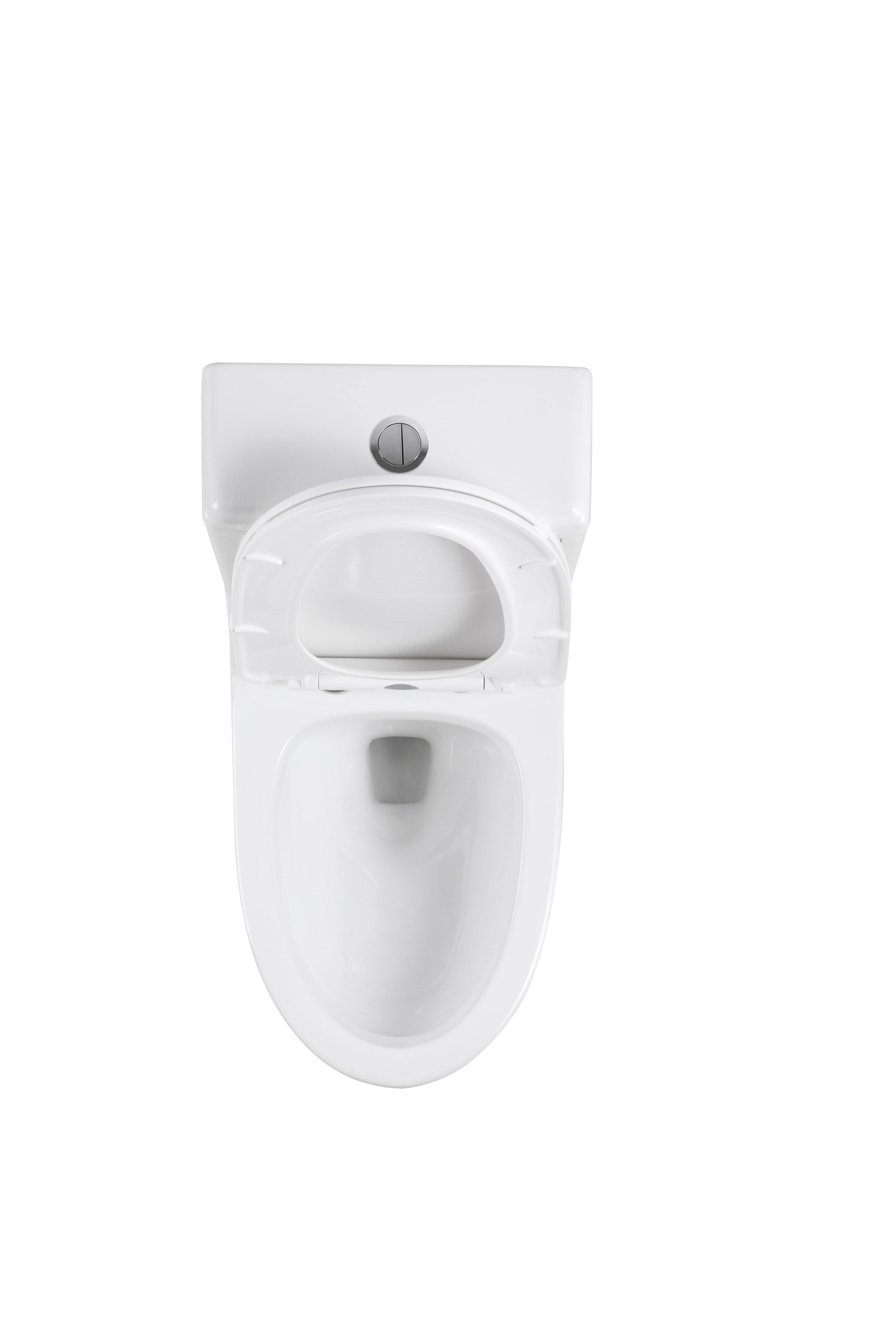 Alt View 7. Loheer - Loheer Elongated One Piece Toilet, Comfort Height, Dual Flush, White Ceramic - White.