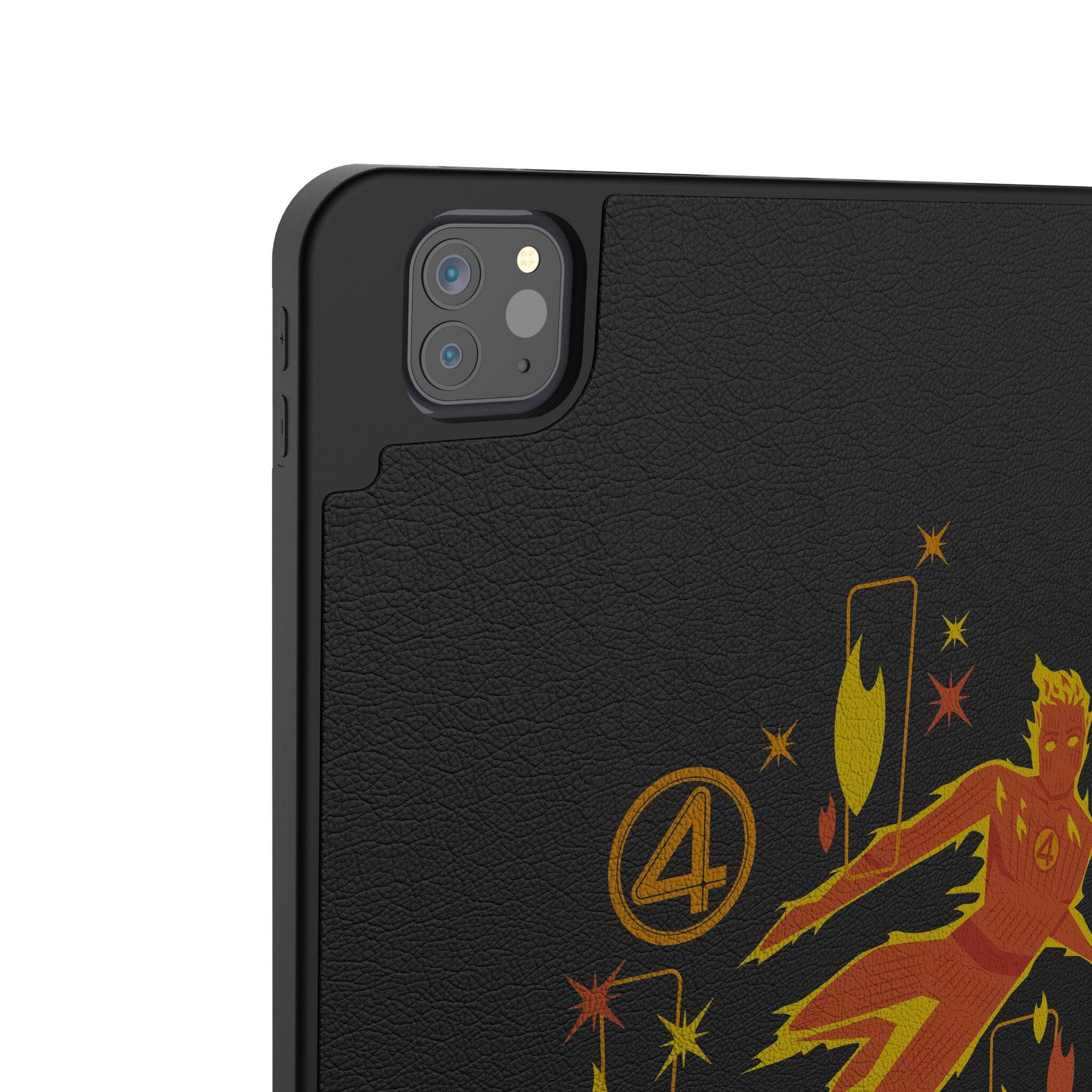 Left. Keyscaper - Marvel Badge Tablet Case - Apple iPad Mini (6th Gen) - Human Torch.