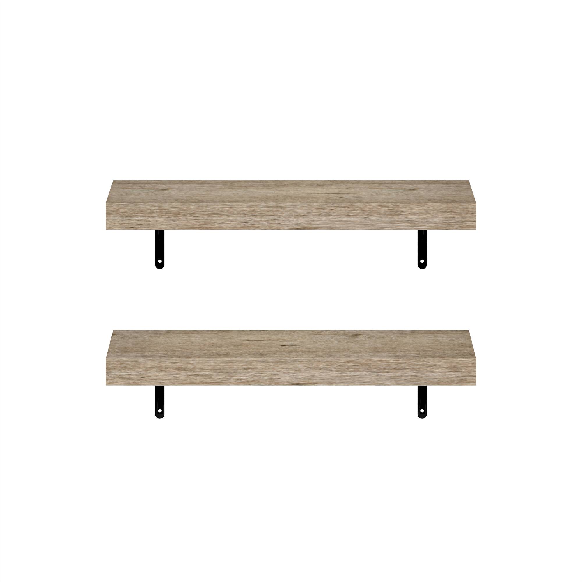 Alt View 2. Furinno - Tanna 22-Inch Wall Mounted Floating Display Shelves, Set of 2 - Natural.