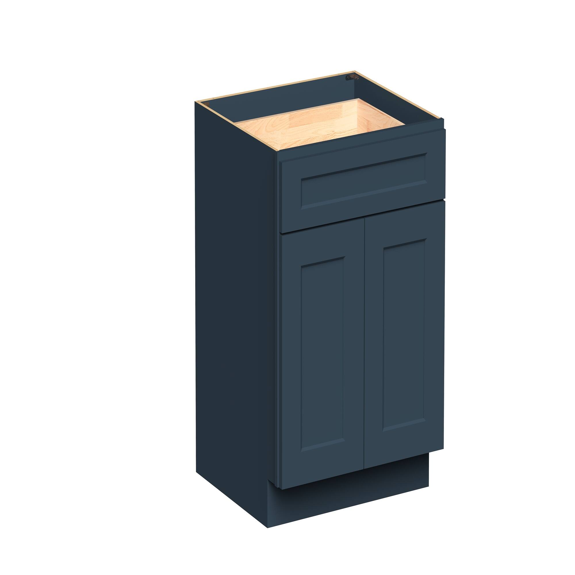 Angle. Boyel Living - 27-in W x 34.5-in H x 24-in D Shaker RTA Kitchen Base Cabinet with Soft-Close - Charcoal Blue.