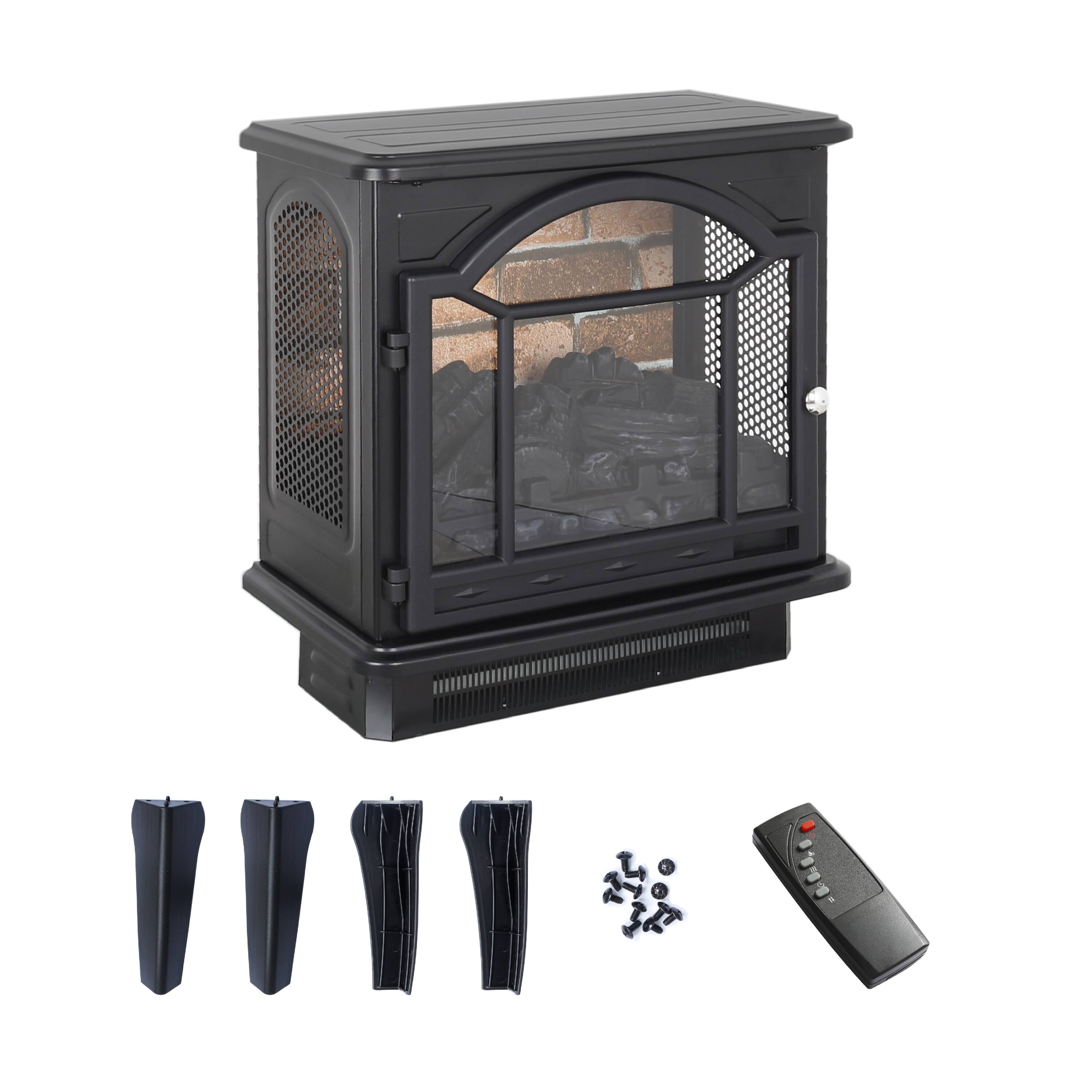 Alt View 6. Mondawe - 18" 3D Flame Electric Infrared Fireplace Stove with Removable Foot - Black.