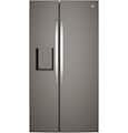 GE - 36 in. Wide 23.6 Cu. Ft. Counter-Depth Side-By-Side Refrigerator with Extra Tall Dispenser and In-Door Icemaker - Slate