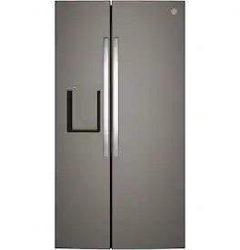 GE - 36 in. Wide 23.6 Cu. Ft. Counter-Depth Side-By-Side Refrigerator with Extra Tall Dispenser and In-Door Icemaker - Slate