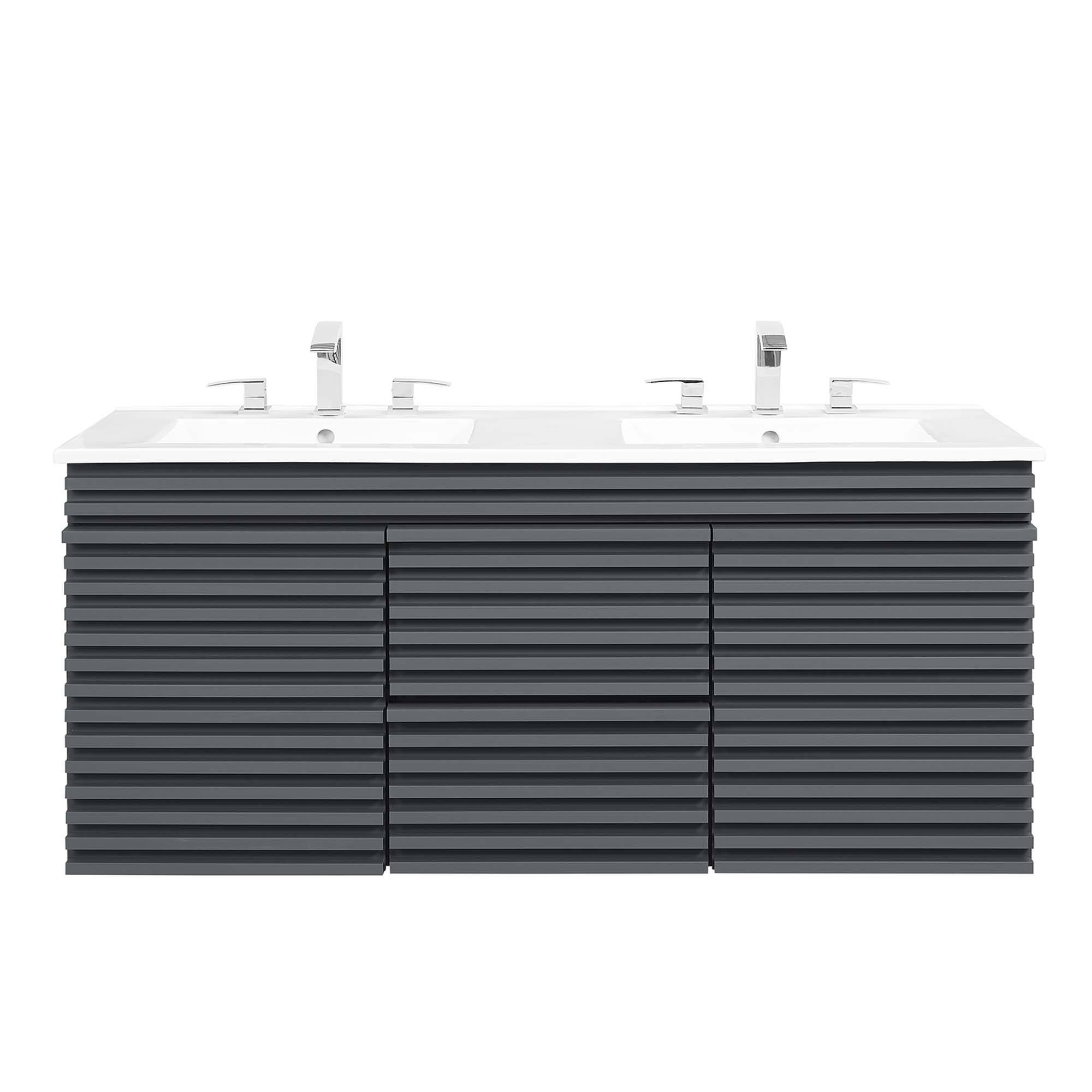 Alt View 2. Modway - Render 48" Wall-Mount Bathroom Vanity Basin Included by Modway - Gray White.