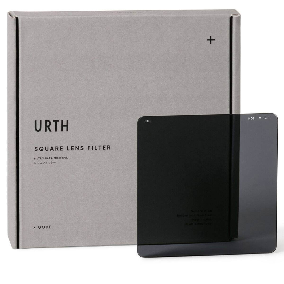 URTH  
SQUARE LENS FILTER  
FILTRO PARA OBJETIVO  
レンズフィルター  

x GOBE  

URTH  
ND8 9 20L  

Square it up  
before you lean into  
new angles  
in all directions