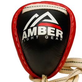 Amber Sporting Goods - Steel Cup Groin Protector for Kickboxing Muay Thai MMA Padded Shell Adjustable Fit Large XL - Red/Blue
