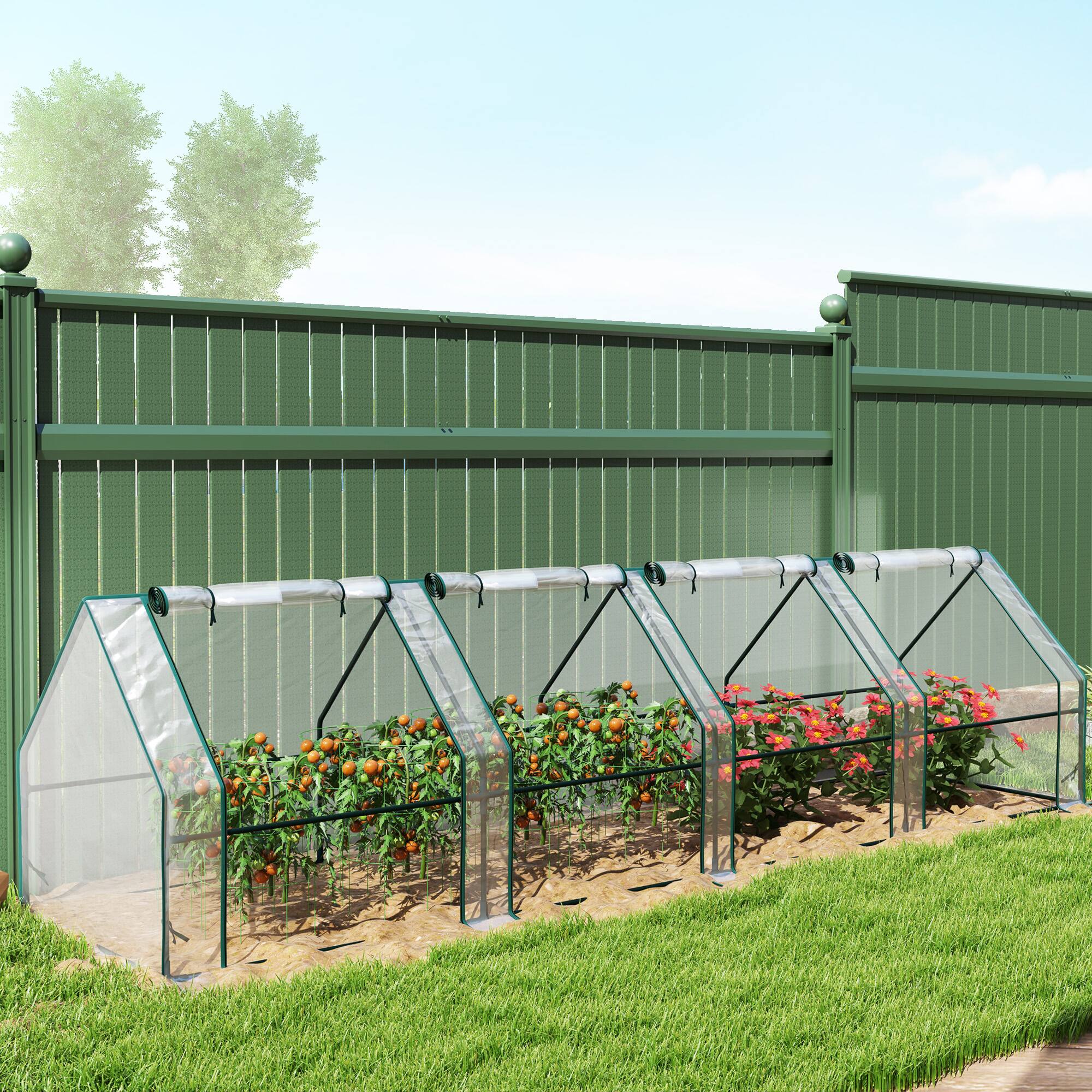 Alt View 7. Outsunny - Mini Greenhouse, Outdoor Garden with Large Zipper Doors and Water/UV PVC Cover - Clear.