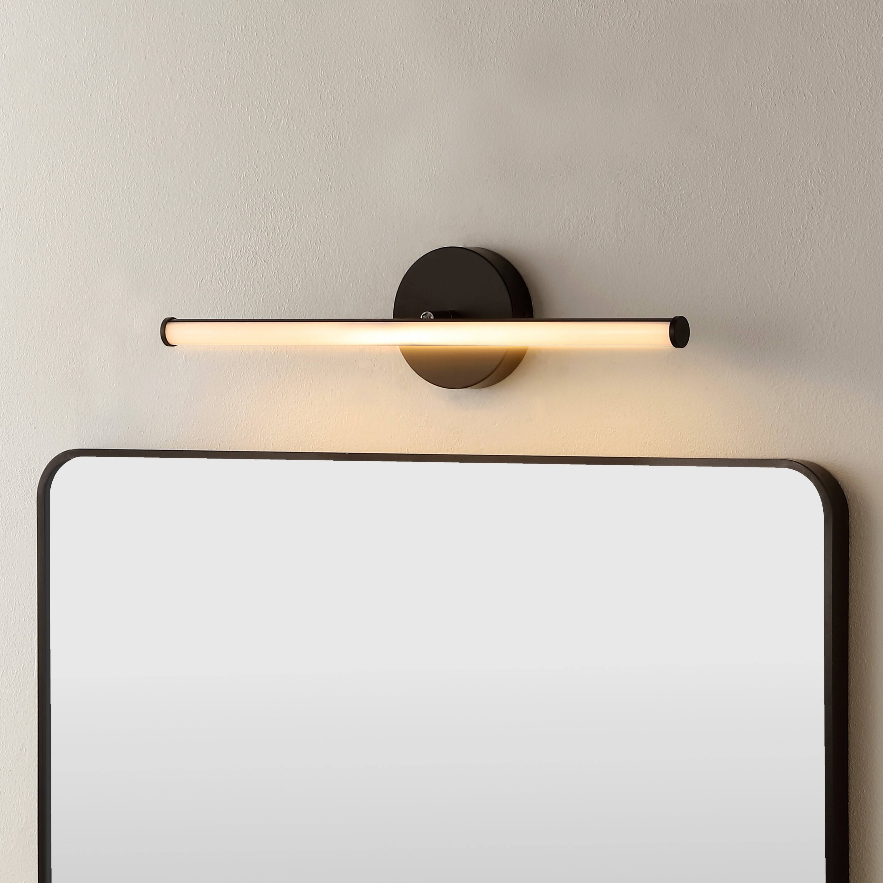 Alt View 1. Jonathan Y - Emerson 20.25" 1-Light Modern Industrial 360-Degree Rotatable Aluminum Integrated LED Vanity Light, Black - Black.