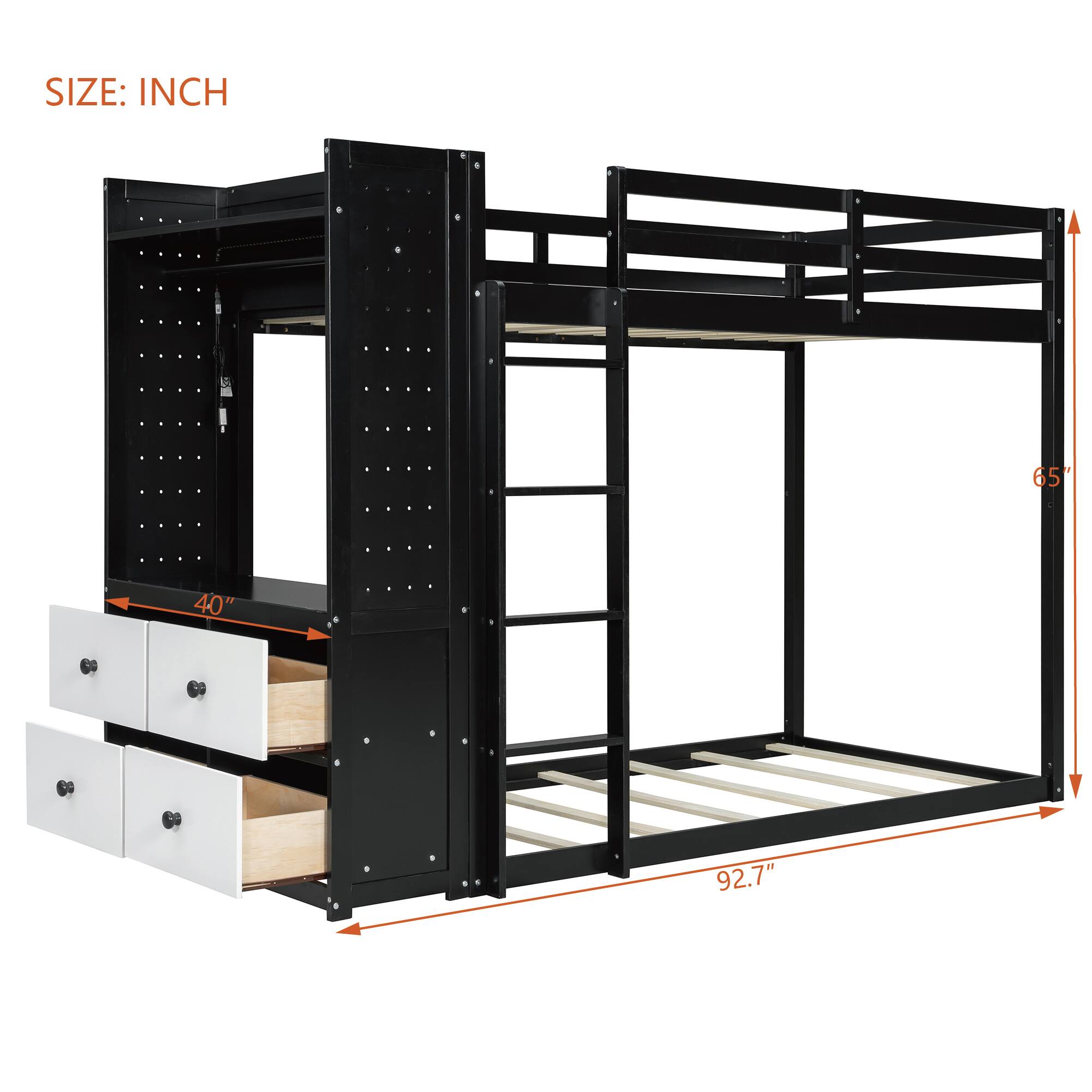 SIZE: INCH  
65"  
40"  
92.7"