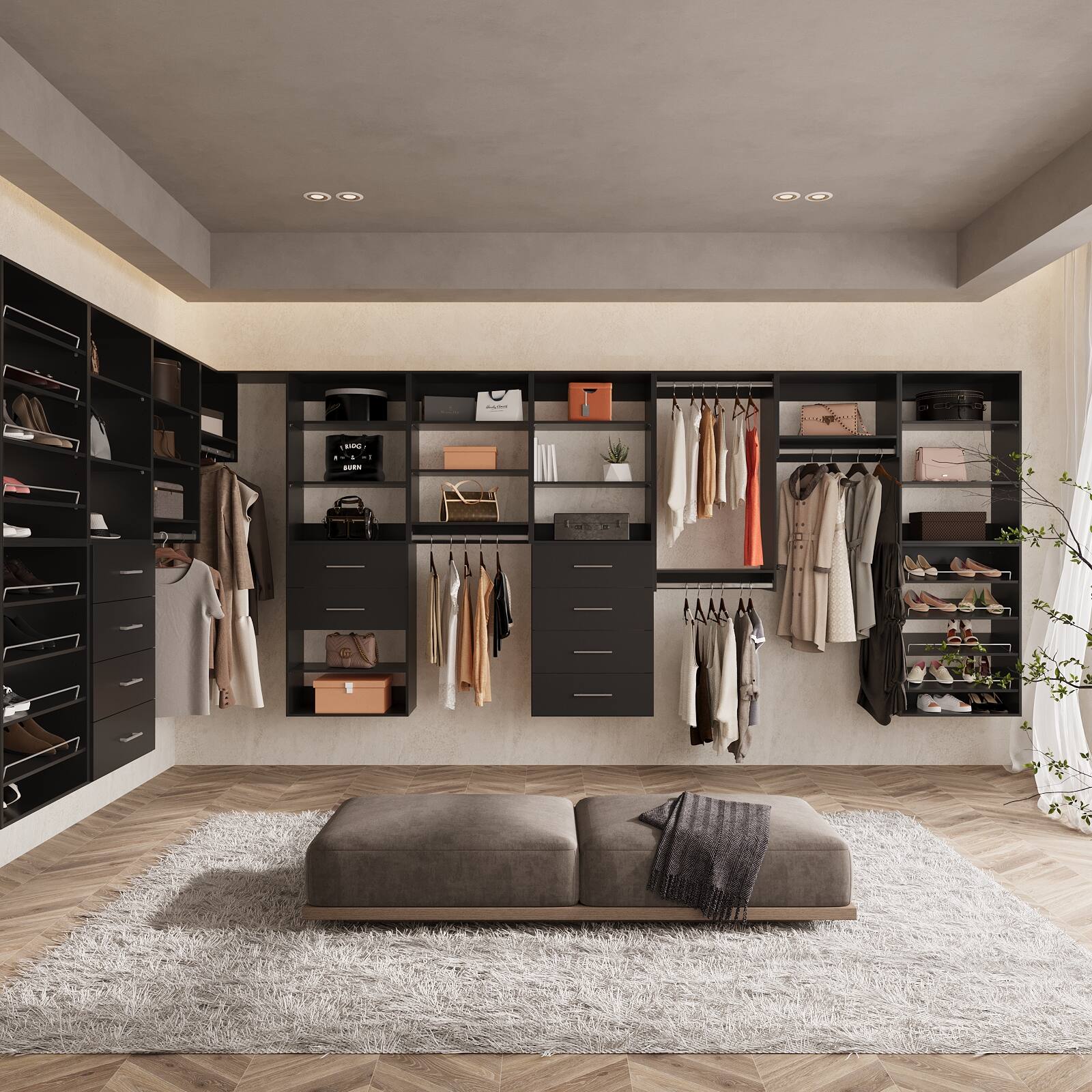 Alt View 2. Roomtec - Roomtec 19.5 in Black 2 Drawer Short Tower Closet Unit-Customizable Wall Mounted Modular Closet System Bedroom Closet - Black.