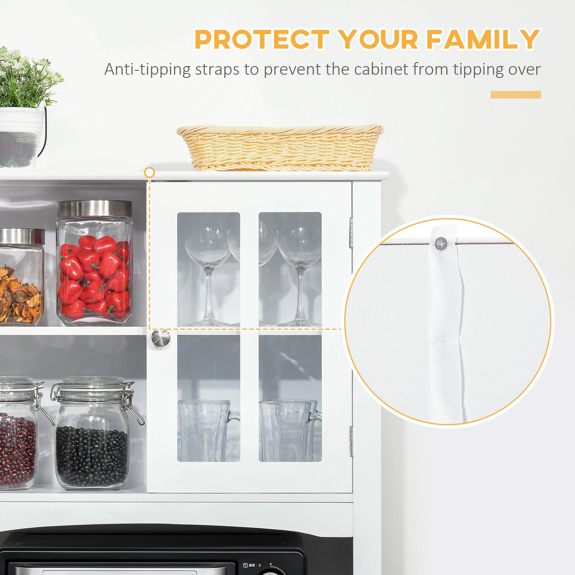 PROTECT YOUR FAMILY  
Anti-tipping straps to prevent the cabinet from tipping over