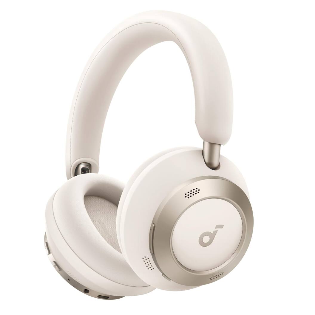 Soundcore - Space One Pro, FlexiCurve Over-Ear Headphone, Adaptive Active Noise Cancelling Headphones, Hi-Res Wireless - White