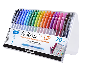 SARASA CLIP  
SMOOTH, NON-SMearing PIGMENT INK  
20 ct  
GEL INK ROLLERBALL  
ASSORTED INK COLORS  
ZEBRA