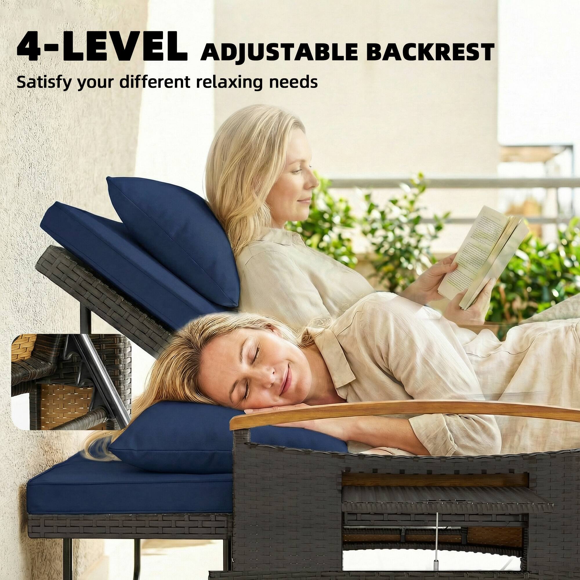 4-LEVEL ADJUSTABLE BACKREST  
Satisfy your different relaxing needs