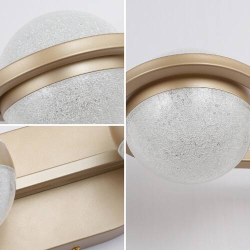 Back. LUCKY ONE - 28in Wall Mount LED Vanity Light, 4-Light Gold Bathroom Fixture with Crystal Sand Acrylic Shades - Gold.