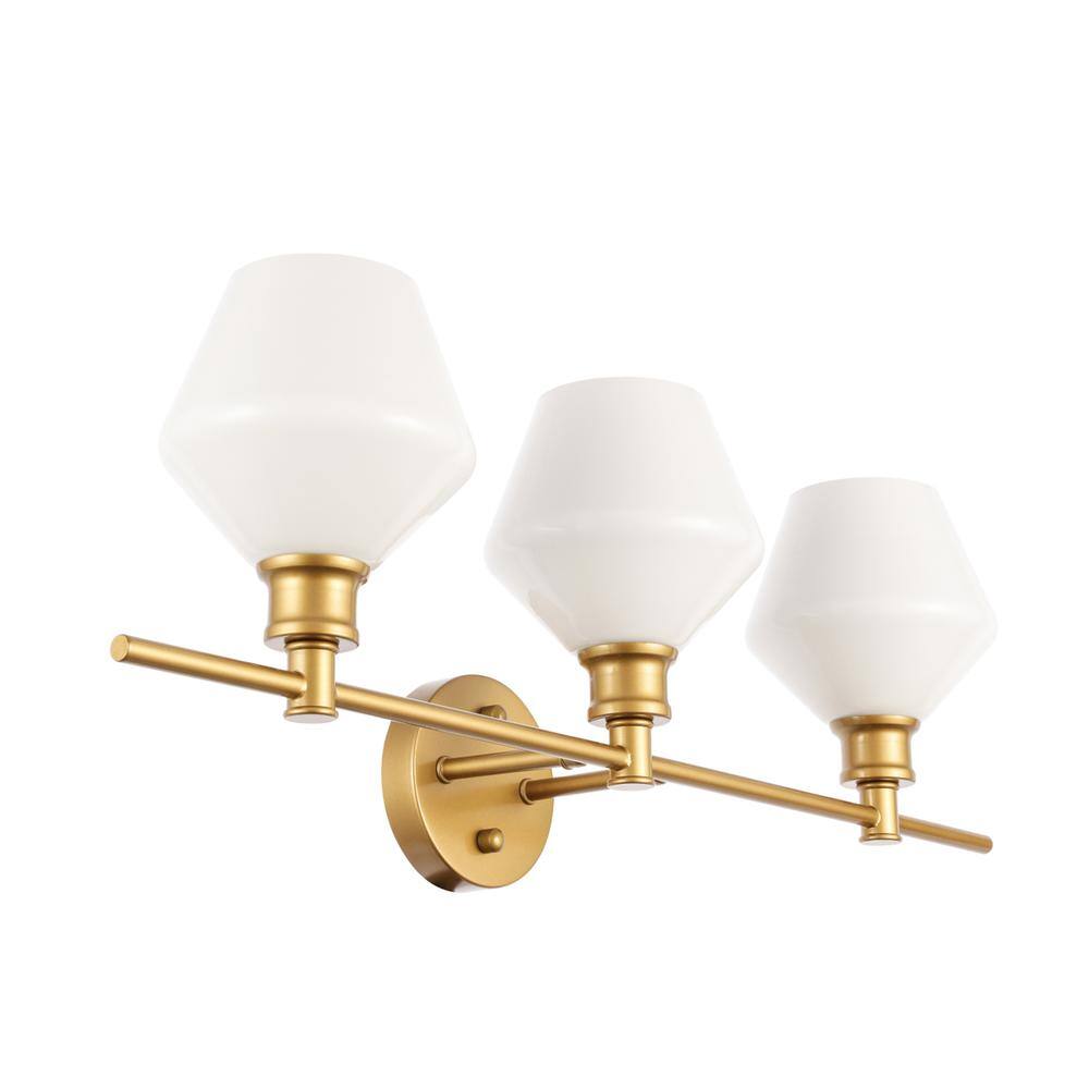 Alt View 3. Living District - Gene 3 light Brass and Frosted white glass Wall sconce - Brass And Frosted White Glass.