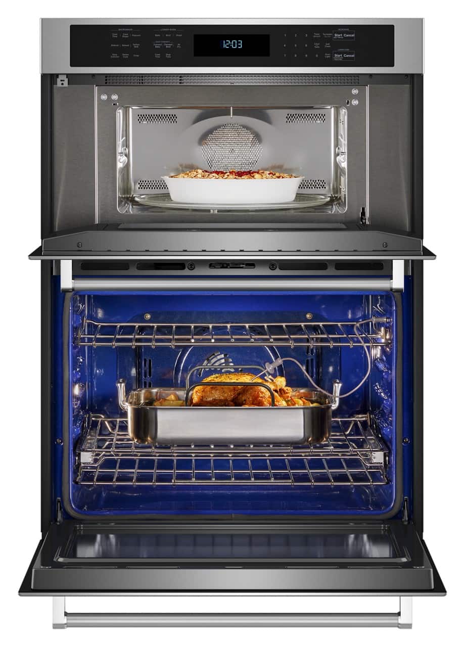 Alt View 12. KitchenAid - 27" Built-In Electric Convection Double Wall Combination with Microwave and Air Fry Mode - Stainless Steel.