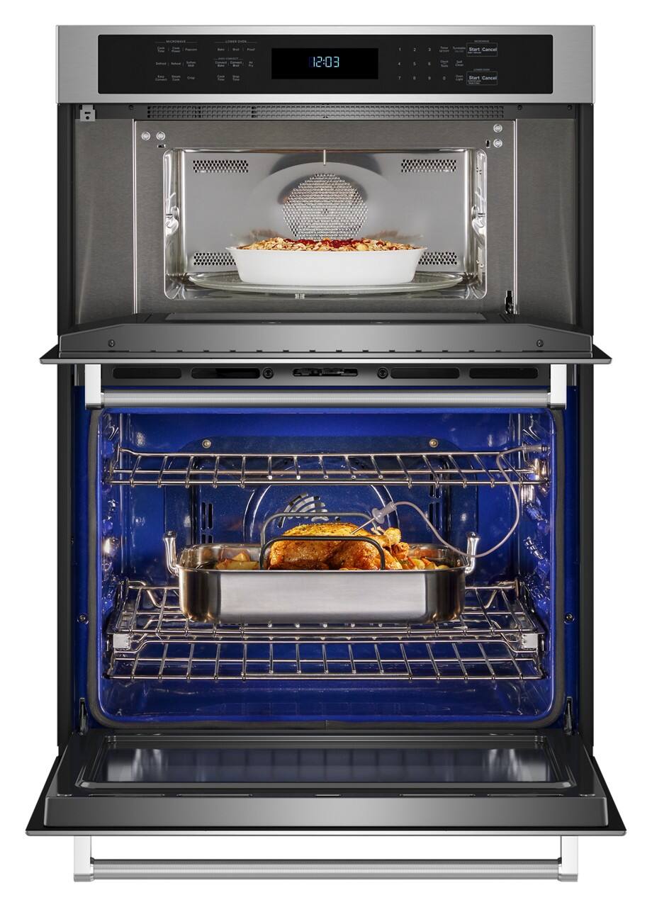 Alt View 12. KitchenAid - 27" Built-In Electric Convection Double Wall Combination with Microwave and Air Fry Mode - Stainless Steel.