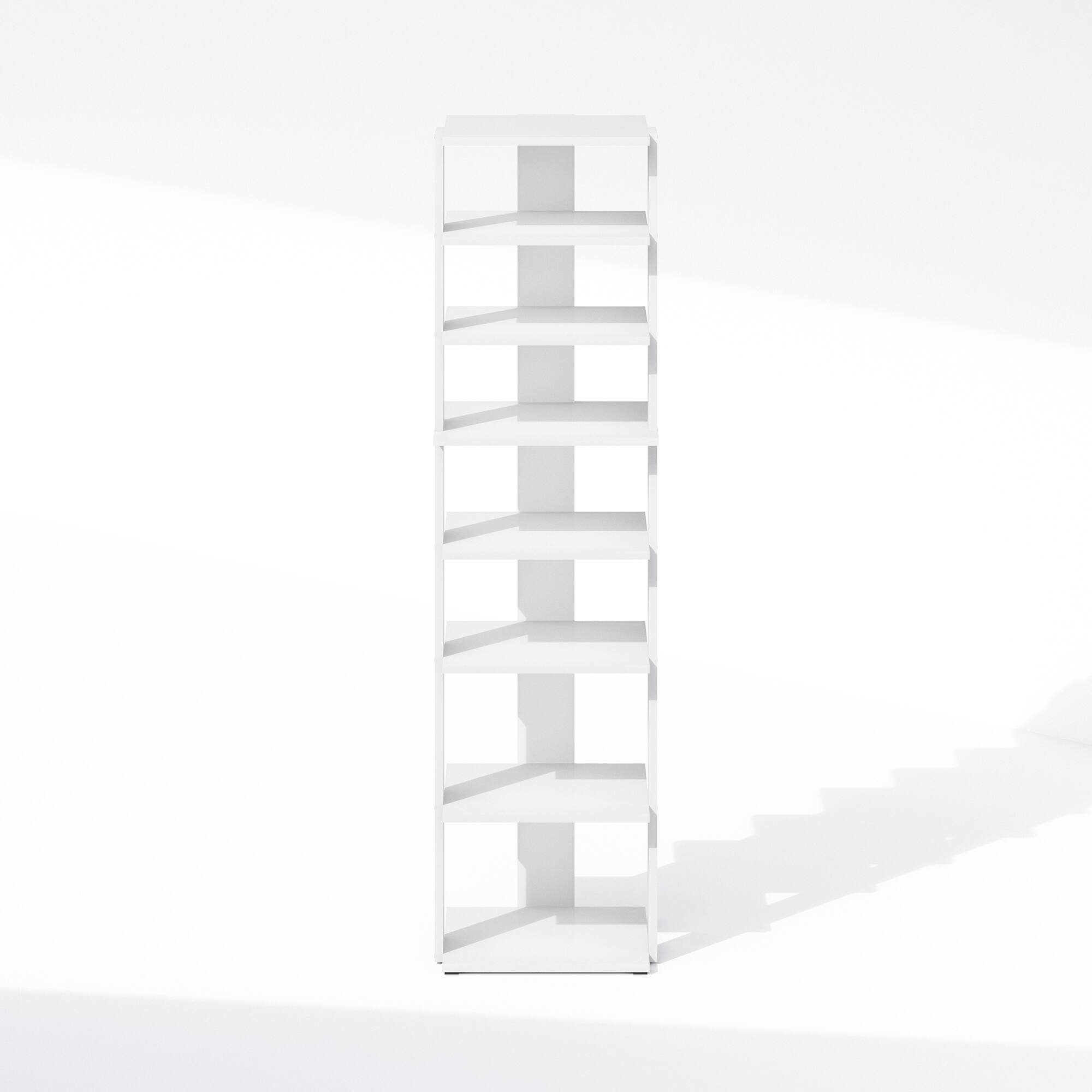 Alt View 2. Furinno - Compact 8-Tier Vertical Space Saving Free Standing Corner Shelf, Display Rack, White - White.