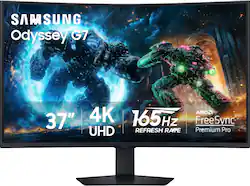 Samsung - 37" Odyssey G75F 4K 165Hz 1ms AMD FreeSync Prem Pro Curved Gaming Monitor with HDR 600 (DisplayPort, HDMI) - Black - Front_Zoom