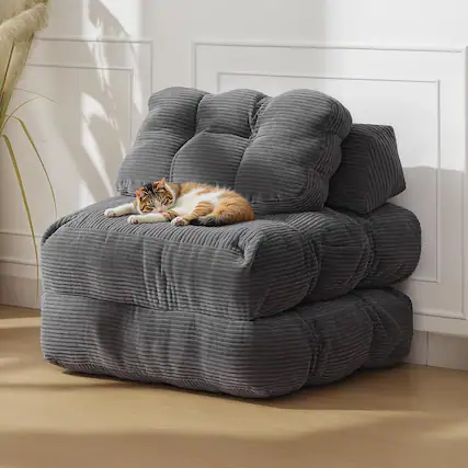 Front. Acekool - Folding Sofa Bed,Convertible Sleeper Chair with Pillow, Grey - Grey.