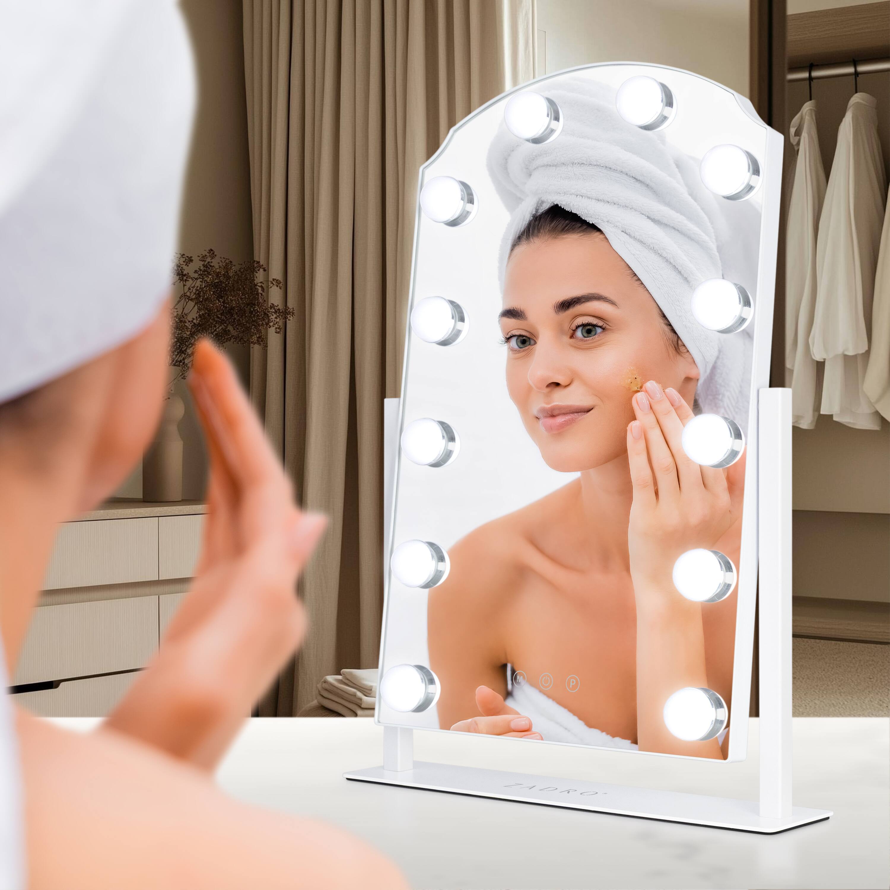 Alt View 7. Zadro - Zadro Scalloped Edge Hollywood LED Vanity Mirror 12" x 19" - White.