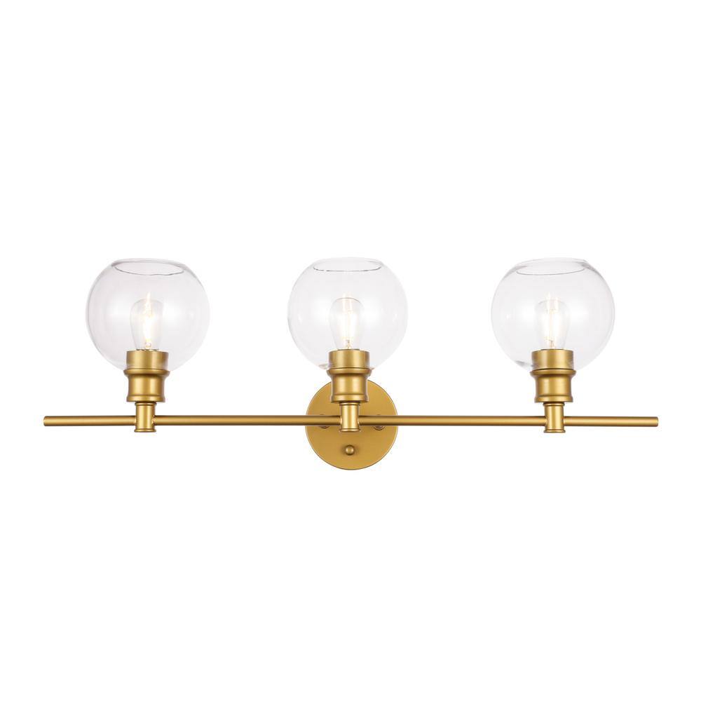 Alt View 10. Living District - Collier 3 light Brass and Clear glass Wall sconce - Brass And Clear Glass.