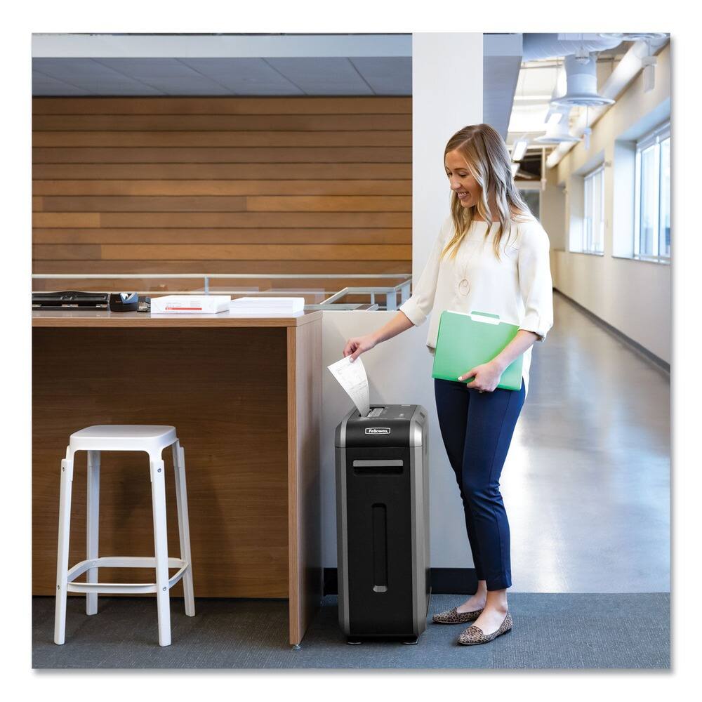 Back. Fellowes - 3312501 Powershred 125ci 20 Sheet Capacity 100% Jam Proof Heavy-Duty Cross-Cut Shredder - Black/Dark Silver.