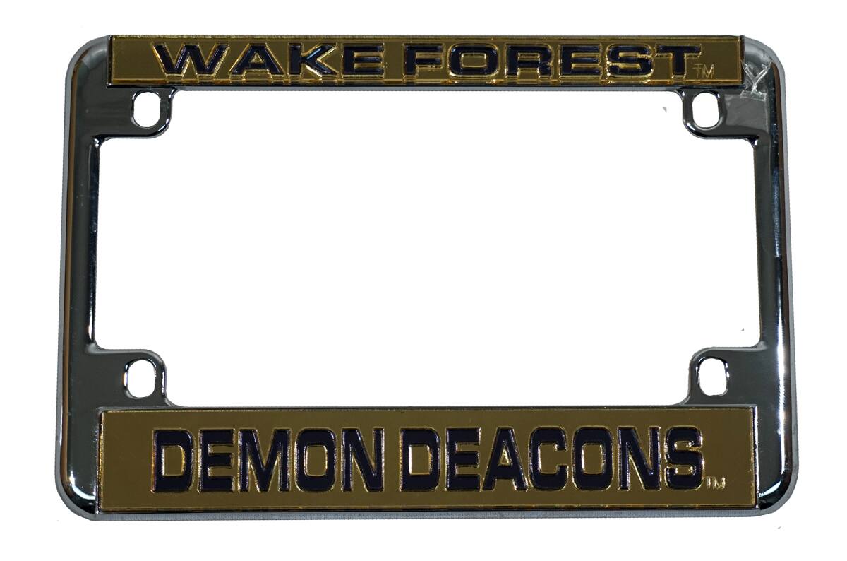 Wake Forest Demon Deacons Chrome Motorcycle License Plate Frame - also Recreational Vehicles, RVs, Bikes & Scooters