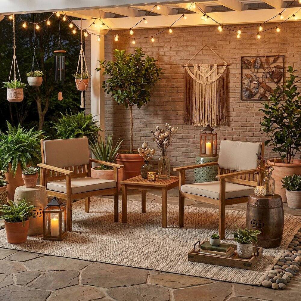 Alt View 3. Outdoor Escape - 3-Piece Outdoor Coffee Table Set Oil Finish Durable Wood - Brown.