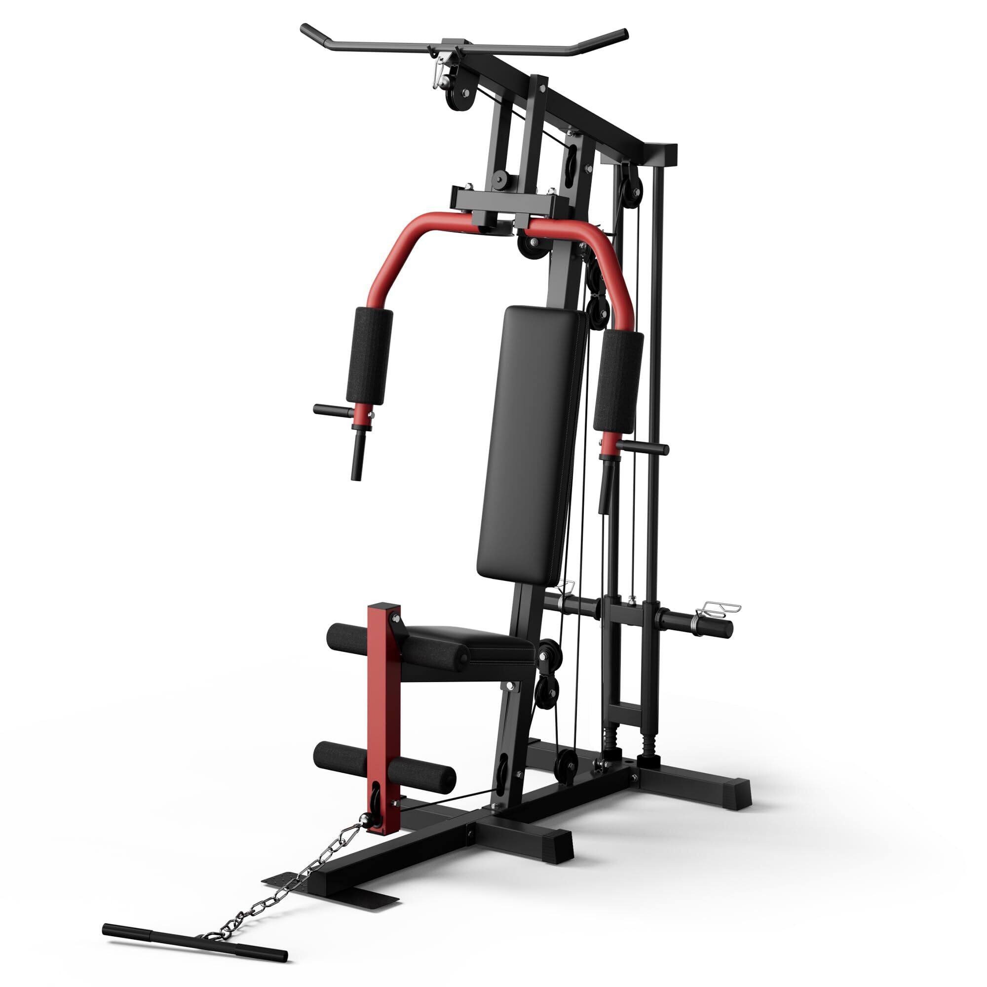 Front. Babevy - Full Body Home Gym with Chest Press, LAT Pulldown, Leg Extension & Cable System - Black.