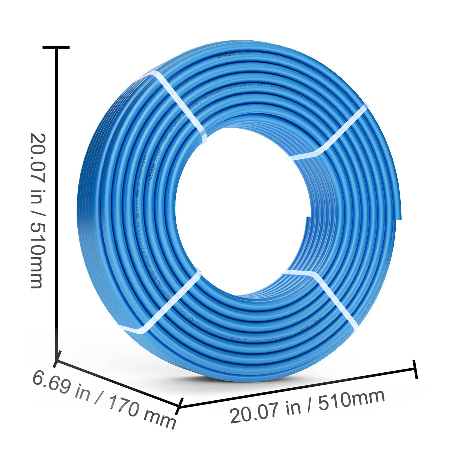 C 20.07 in / 510mm ICN0 VEVOR 30 A000k10 NURSE B PETRFE FERTTO E eids BT 6.69 in / 170 mm in / 510mm 20.07